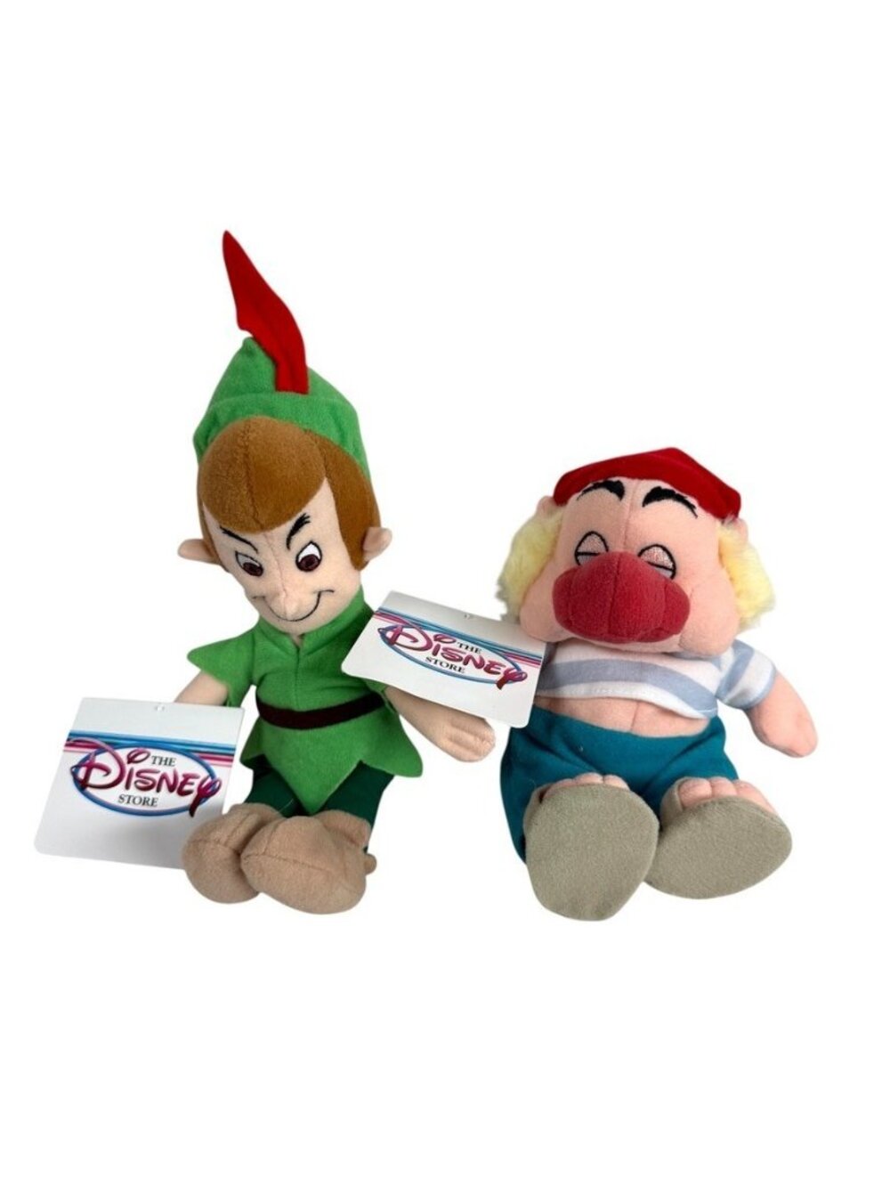 Disney Store Peter Pan & Smee Mini Bean Bag 8” Lot Of 2 NEW